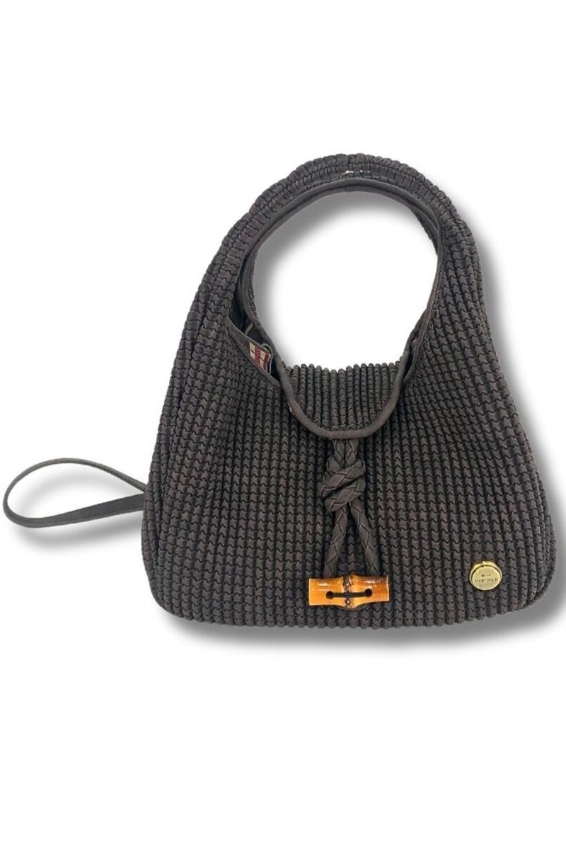 BOLSO DE MANO ENGOMADO COLOR MARRÓN